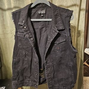 XXX Rude Black Desctructed Denim Vest